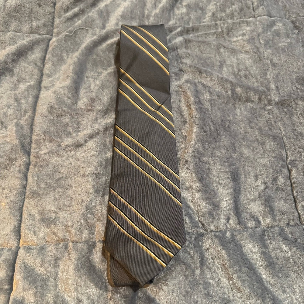 Givenchy Monsieur Men's Silk Gray‎ Gold Necktie Vintage Tie Designer Italy
